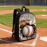 Personalised Basketball Baseball Crack Wall Backpack Lunch Bag Pencil Case Set with Name and Number Back to School Team Day Birthday Gift for Kids