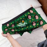 Personalized Funny Face Photos Clover Breathable Couple Thong Boxer Underwear Anniversary Saint Patrick's Day Gift for Him Her
