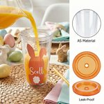 Personalised Cute Bunny Silhouette Name 16 oz Reusable Plastic Water Cup with Lid and Straw Easter Birthday Gift for Children