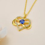 Collana personalizzata con ciondolo a cuore, tema infinito, con pietra di nascita e nomi incisi - Regalo di compleanno e anniversario per donne