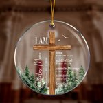 Personalised Forest Cross Bless Bible Verse Acrylic Hanging Ornament with Name and Text Baptism First Communion Gift for Kids