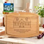 Personalized Engraved House Photo Bamboo Cherry Wood Walnut Wood  Cutting Board with Title and Text Daily Use Housewarming Gift for Friends Family
