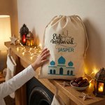 Eid Mubarak personalizado Media Luna Estrella Arco Bolsa de regalo con nombre Ramadán Eid Regalo para niños