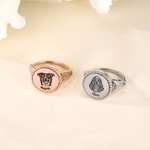 Personalized Cat Dog Pet Face Photo Design Ring with Name Memorial Jewellery Birthday Anniversary Gift for Pet Lover Owner
