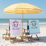 Personalized Striped Pool Club Exclusive Membership Quick Dry Beach Towel with Name Summer Vacation Party Birthday Gift for Family