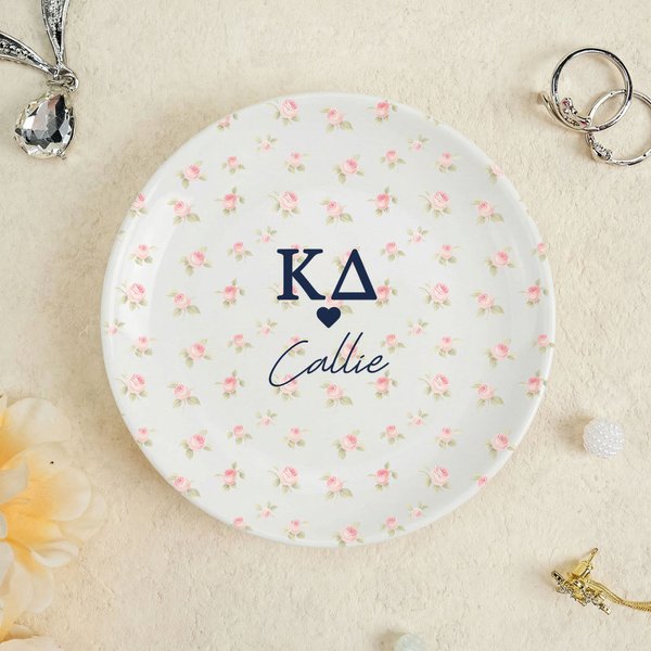 Personalizzato Lettera Greca Sorority Floral Ceramic Trinket Jewelry Dishish Settimana Greca Bid Day Gift for Sisters Friends | Callie × Affinity Licensing