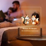 Veilleuse LED Personnalisée avec Motif d'Animaux Couples de Jungle Noms er Texte Cadeau Saint-Valentin Anniversaire pour Couples