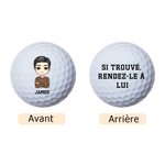 Balle de Golf Personnalisée avec Personnage de Dessin Animé et Nom Cadeau d'Anniversaire Fête des Pères pour Amateurs de Golf