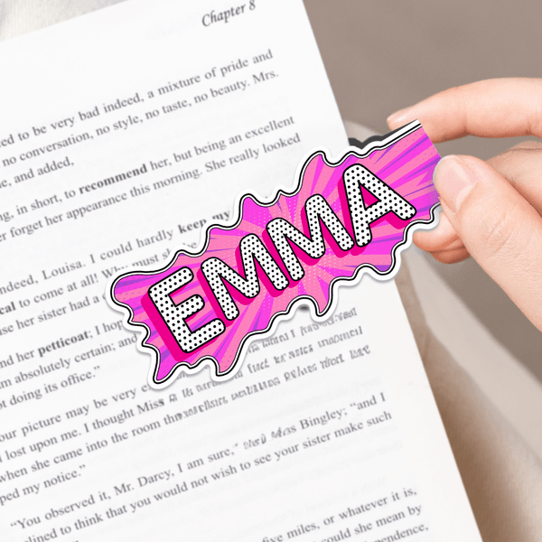 Personalizado brillante Doodle Pop Art Polka Dot Nombre Marcapáginas magnético Clip Regalo de cumpleaños para los ratones de biblioteca amantes de los libros Bibliotecarios