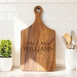 Tabla Reversible para Cortar Queso y Embutidos con Dedo de Agarre Personalizada y Grabada con Nombre Fecha Regalo de Boda para Pareja en San Valentín