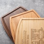 Personalized Engraved House Photo Bamboo Cherry Wood Walnut Wood  Cutting Board with Title and Text Daily Use Housewarming Gift for Friends Family