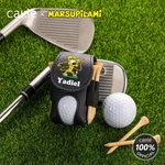 Personalized Cartoon Marsupilami PU Leather Golf Ball & Tee Holder Pouch with Name Birthday Gift for Golf Lovers | Callie × Marsupilami®