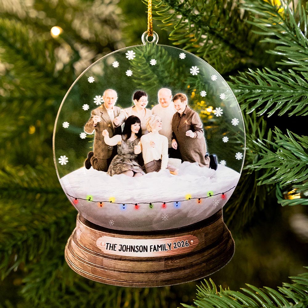 Ornement de Noël personnalisé en forme de globe de neige avec photo Décoration de l'arbre de Noël Cadeau pour la famille