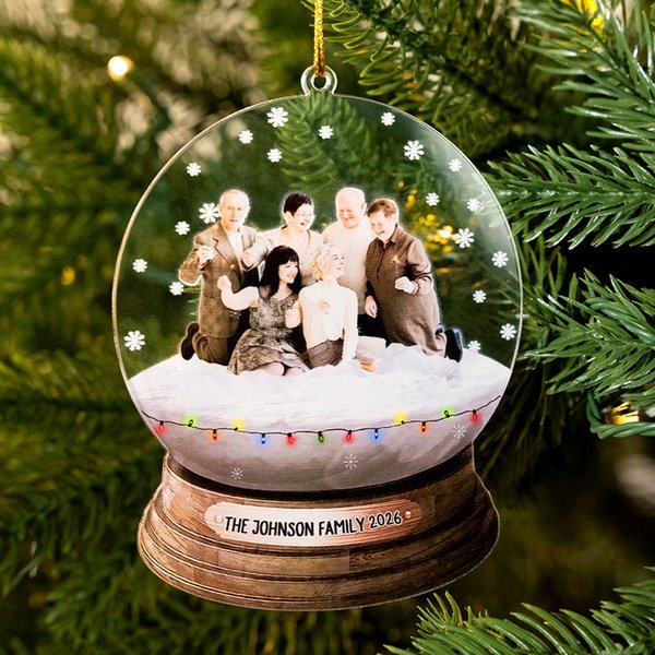 Personalised Snowglobe Design Christmas Ornament with Photo Christmas Tree Decor Gift for Family