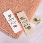 Personlige syetiketter i 100 % bomull med navn og tekst for klær Håndlaget vare Sett med 50 gaver til strikke-, DIY- og håndverkselskere