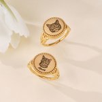 Personalized Cat Dog Pet Face Photo Design Ring with Name Memorial Jewellery Birthday Anniversary Gift for Pet Lover Owner
