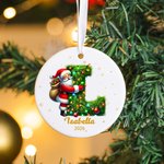 Ornement de Noël personnalisé en céramique avec nom et année Cadeau pour la famille et les amis