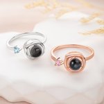 Gepersonaliseerde Sterling zilveren fotoprojectie ring met geboortesteen Delicate sieraden dagelijkse slijtage verjaardagscadeau voor vriendin moeder vrouwen