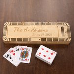 Personalized 3 Track Text Wooden Magnetic Cribbage Board with Pegs and Poker Game Night Birthday Gift for Cribbage Lovers