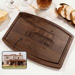 Personalized Engraved House Photo Bamboo Cherry Wood Walnut Wood  Cutting Board with Title and Text Daily Use Housewarming Gift for Friends Family