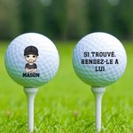 Balle de Golf Personnalisée avec Personnage de Dessin Animé et Nom Cadeau d'Anniversaire Fête des Pères pour Amateurs de Golf