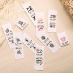 Personlige syetiketter i 100 % bomull med navn og tekst for klær Håndlaget vare Sett med 50 gaver til strikke-, DIY- og håndverkselskere