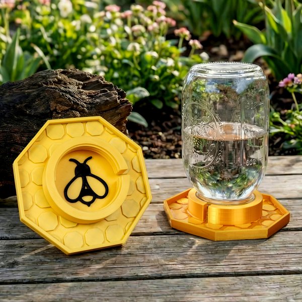Personalized Multicolour 3D Printed Bee Hydration Station with Text Garden Decor Birthday Gift for Gardening Lover