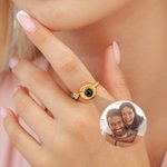Gepersonaliseerde Sterling zilveren fotoprojectie ring met geboortesteen Delicate sieraden dagelijkse slijtage verjaardagscadeau voor vriendin moeder vrouwen