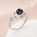 Gepersonaliseerde Sterling zilveren fotoprojectie ring met geboortesteen Delicate sieraden dagelijkse slijtage verjaardagscadeau voor vriendin moeder vrouwen