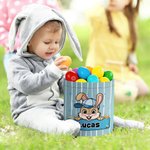 Personalized Striped Cute Hat Bow Rabbit Bucket Basket with Name Easter Egg Hunting Easter Party Favors Gift for Kids