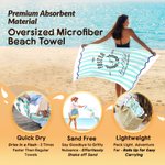 Personalized Striped Pool Club Exclusive Membership Quick Dry Beach Towel with Name Summer Vacation Party Birthday Gift for Family