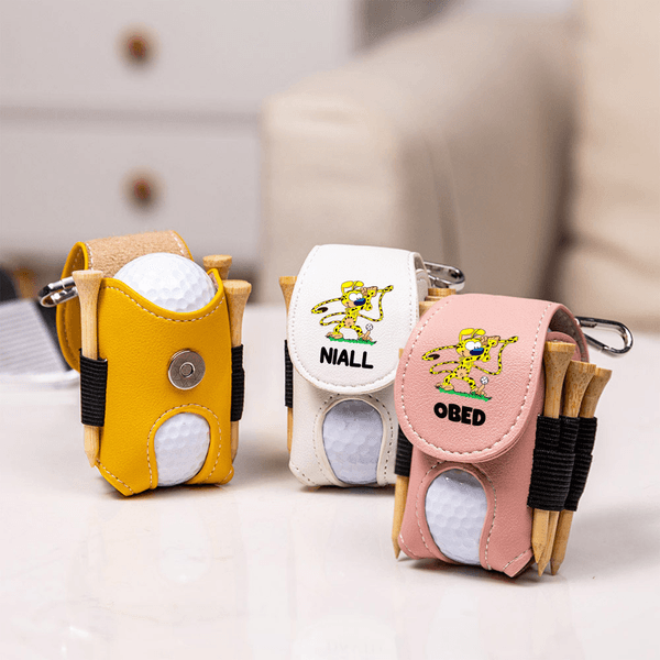 Personalized Cartoon Marsupilami PU Leather Golf Ball & Tee Holder Pouch with Name Birthday Gift for Golf Lovers | Callie × Marsupilami®