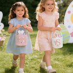 Personlig söt Peter Rabbit påskkorg med öron och svans samt namn perfekt som påskpresent till barn