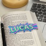 Personalizado brillante Doodle Pop Art Polka Dot Nombre Marcapáginas magnético Clip Regalo de cumpleaños para los ratones de biblioteca amantes de los libros Bibliotecarios