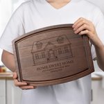 Personalized Engraved House Photo Bamboo Cherry Wood Walnut Wood  Cutting Board with Title and Text Daily Use Housewarming Gift for Friends Family
