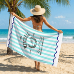 Personalized Striped Pool Club Exclusive Membership Quick Dry Beach Towel with Name Summer Vacation Party Birthday Gift for Family