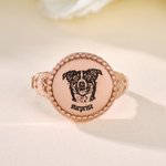 Personalized Cat Dog Pet Face Photo Design Ring with Name Memorial Jewellery Birthday Anniversary Gift for Pet Lover Owner