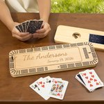 Personalized 3 Track Text Wooden Magnetic Cribbage Board with Pegs and Poker Game Night Birthday Gift for Cribbage Lovers
