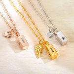 Collana personalizzata con urna per ceneri di animali domestici e testo inciso, gioiello commemorativo - Regalo per amanti degli animali