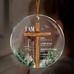Personalised Forest Cross Bless Bible Verse Acrylic Hanging Ornament with Name and Text Baptism First Communion Gift for Kids