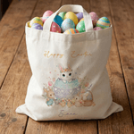 Personalisierte Happy Easter Egg Bunny wiederverwendbare Canvas Tasche mit Namen täglichen Gebrauch Ostern Geschenk für Kinder Frauen