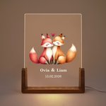 Veilleuse LED Personnalisée avec Motif d'Animaux Couples de Jungle Noms er Texte Cadeau Saint-Valentin Anniversaire pour Couples
