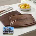 Personalized Engraved House Photo Bamboo Cherry Wood Walnut Wood  Cutting Board with Title and Text Daily Use Housewarming Gift for Friends Family
