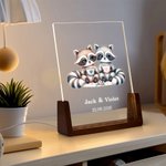 Veilleuse LED Personnalisée avec Motif d'Animaux Couples de Jungle Noms er Texte Cadeau Saint-Valentin Anniversaire pour Couples