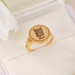 Personalized Cat Dog Pet Face Photo Design Ring with Name Memorial Jewellery Birthday Anniversary Gift for Pet Lover Owner