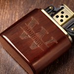 Personalized Engraved Logo Sandalwood Lighter Kit with Initial Name and Box Birthday Bachelor Party Gift for Men Groomsmen