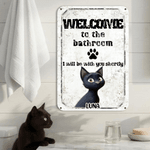 Personalized Cute 3D Cartoon Tinplate Painting with Name Bathroom Daily Use Birthday Gift for Cat Dog Pet Lovers