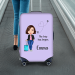 Personalised Cartoon Travel Character Love Airline 18-32 Inches Luggage Cover with Name Travel Accessories Birthday Holiday Gift for Friends