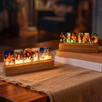 Personalized Bestie Text Photos Acrylic LED Night Light with Text and Wooden Base Birthday Anniversary Gift for Besties Sisters