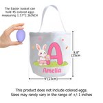 Personalized Cute Easter Bunny Egg Initial Large Capacity Canvas Easter Basket with Name Eggs Hunting Party Easter Gift for Kids